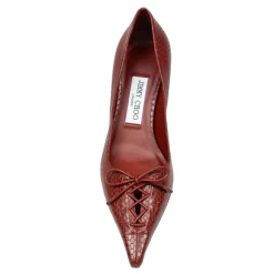Zapatos de Tacón Cognac de Cuero con Puntera