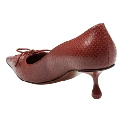 Zapatos de Tacón Cognac de Cuero con Puntera
