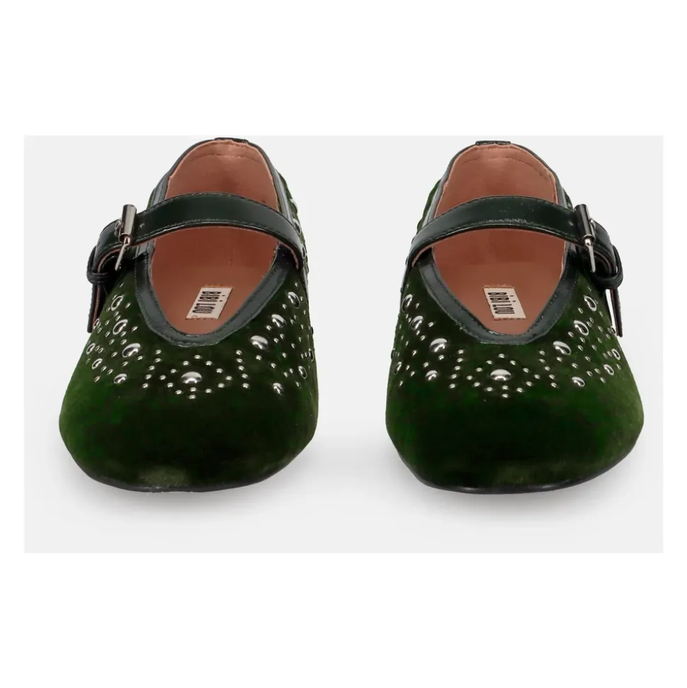 Zapatos Mary Jane de terciopelo verde