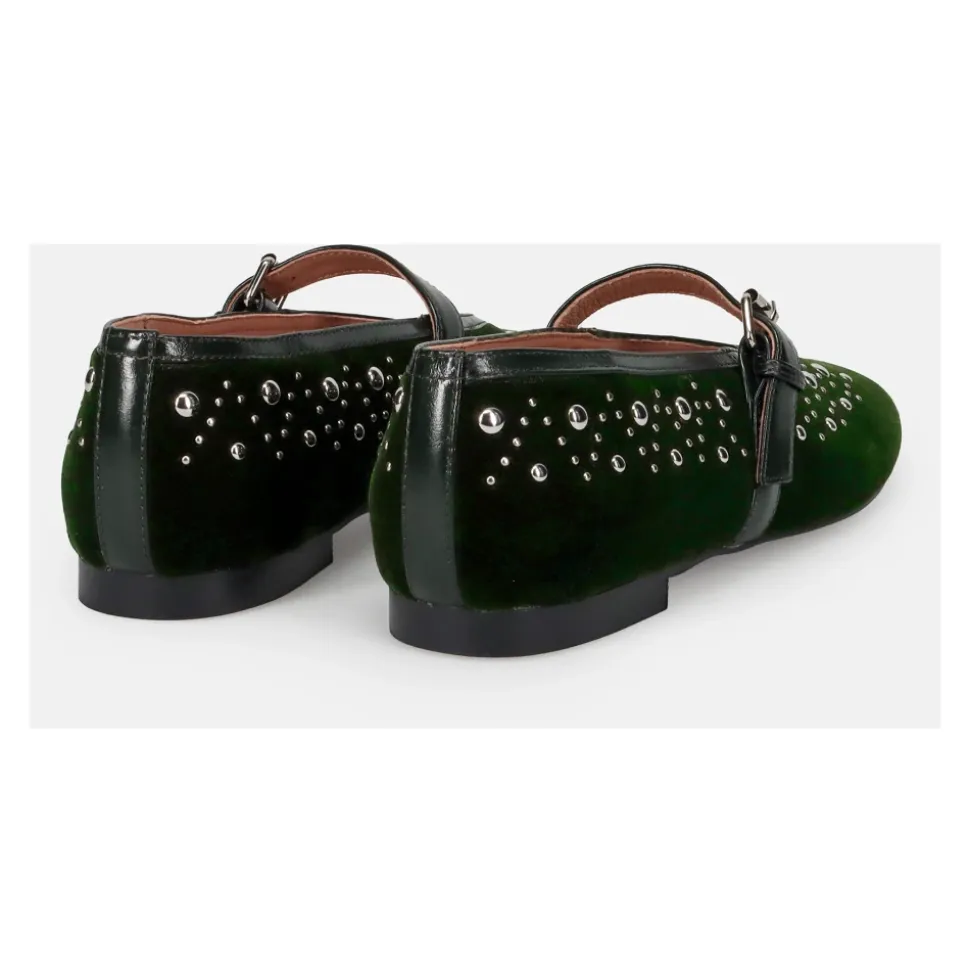 Zapatos Mary Jane de terciopelo verde