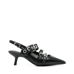Zapatos planos de cuero negro con detalles de tachuelas