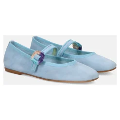 Zapatos Planos de Gamuza Azul Claro