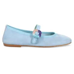 Zapatos Planos de Gamuza Azul Claro